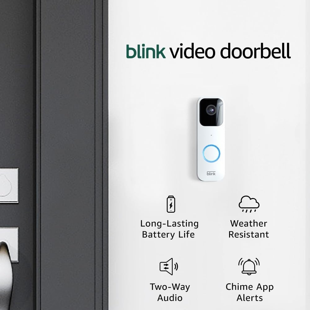 Blink Video Doorbell with Two-Way Audio, HD Video, Motion Detection, App Alerts & Alexa Support – Black