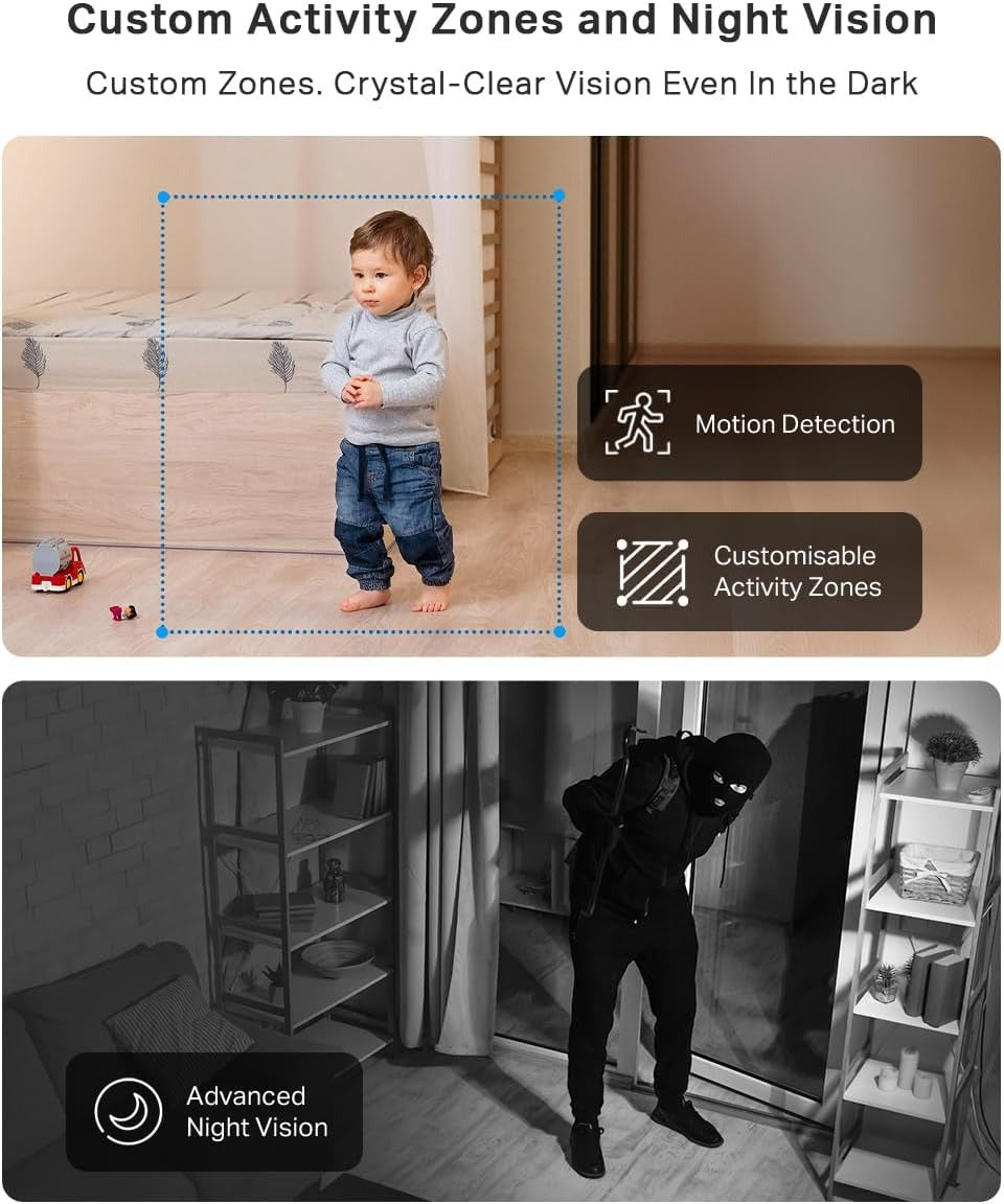 Tapo C210 2K 3MP Indoor WiFi Camera – Pan/Tilt, AI Motion Detection, Night Vision, Baby & Pet Monitor, Works with Alexa & Google