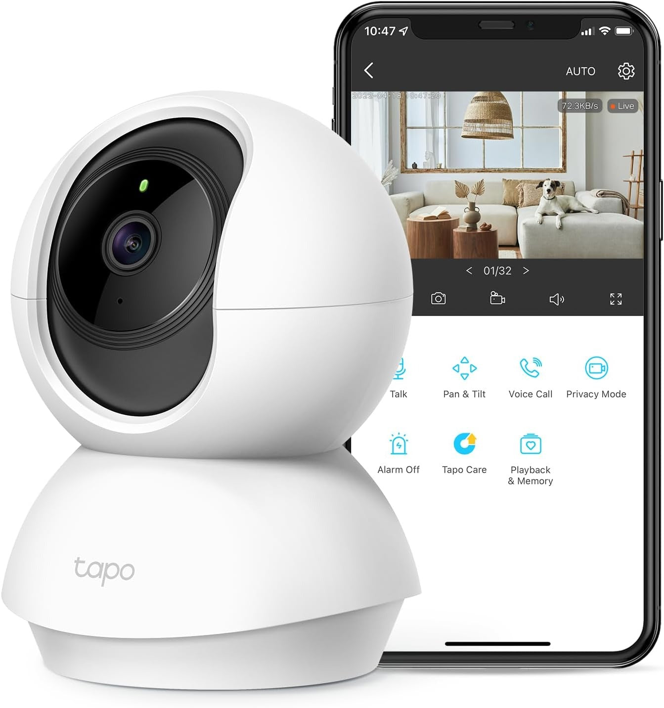 Tapo C210 2K 3MP Indoor WiFi Camera – Pan/Tilt, AI Motion Detection, Night Vision, Baby & Pet Monitor, Works with Alexa & Google