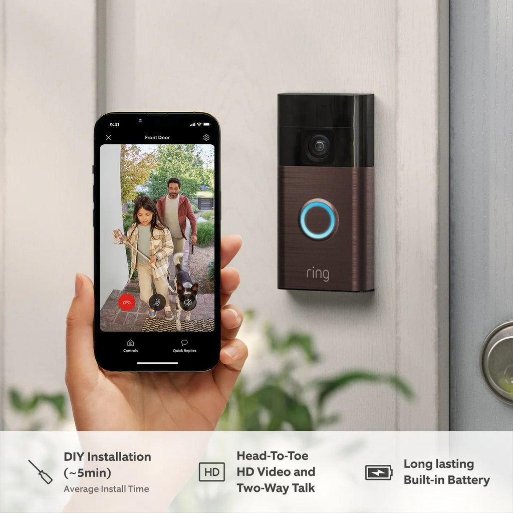 Wireless Battery Video Doorbell – 1080p HD Smart Camera with Two-Way Audio, Motion Detection, Night Vision, Works with Alexa & Google