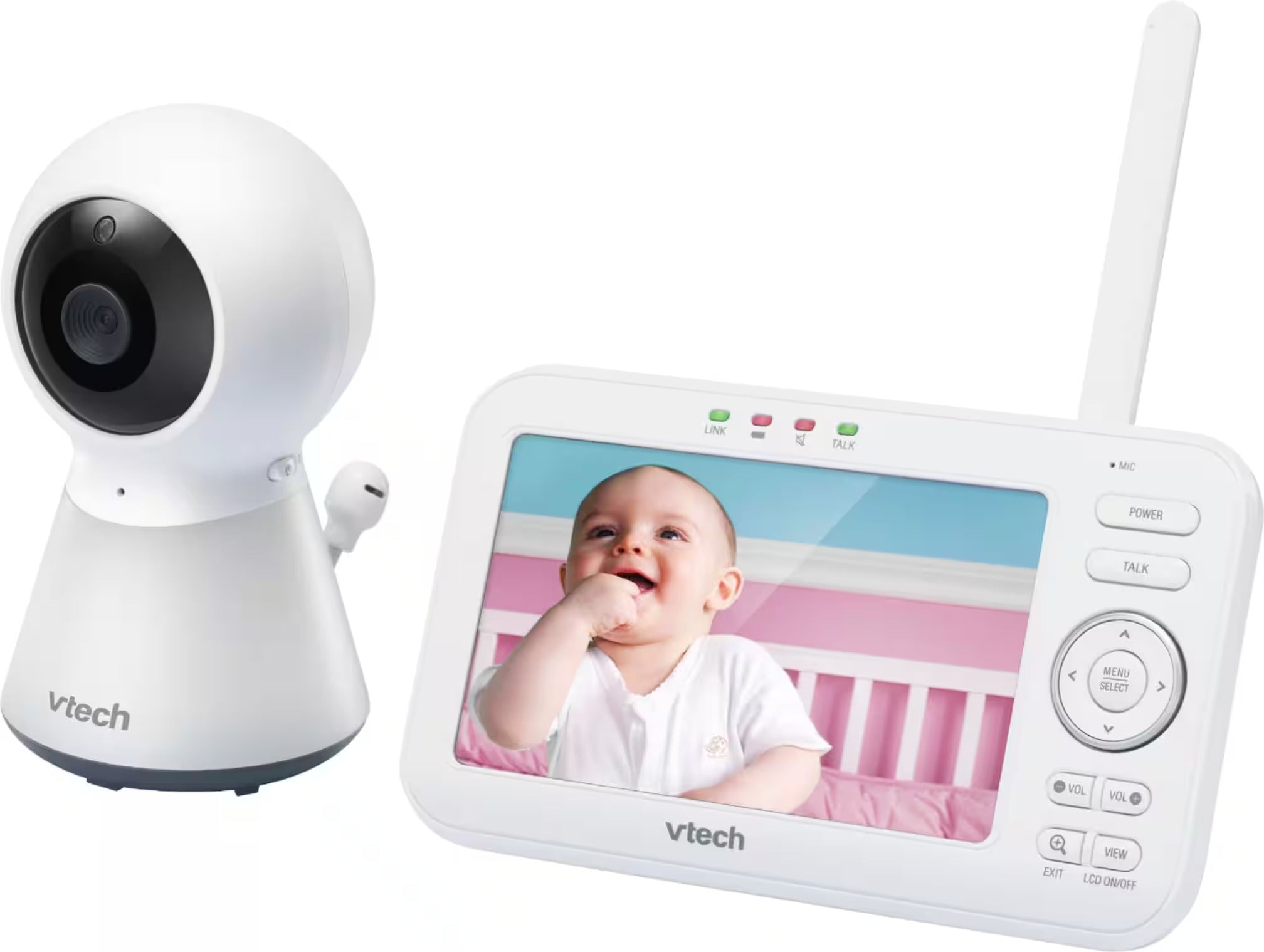 VTech 5-Inch Video Baby Monitor with Adaptive Night Light – White